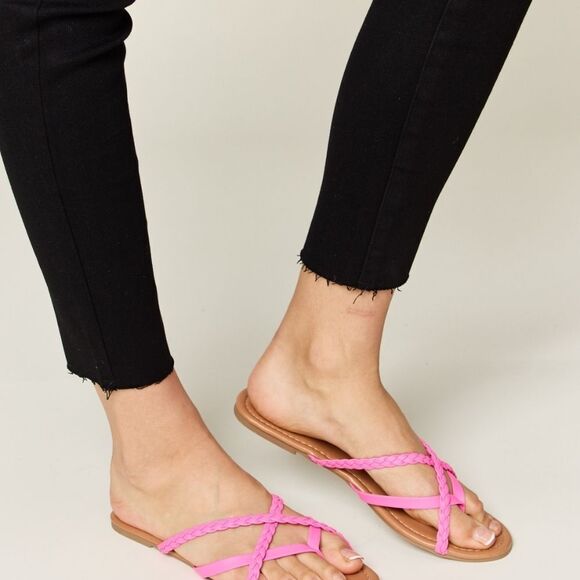 Pink Strappy Braid Sandals - Picture 3 of 6